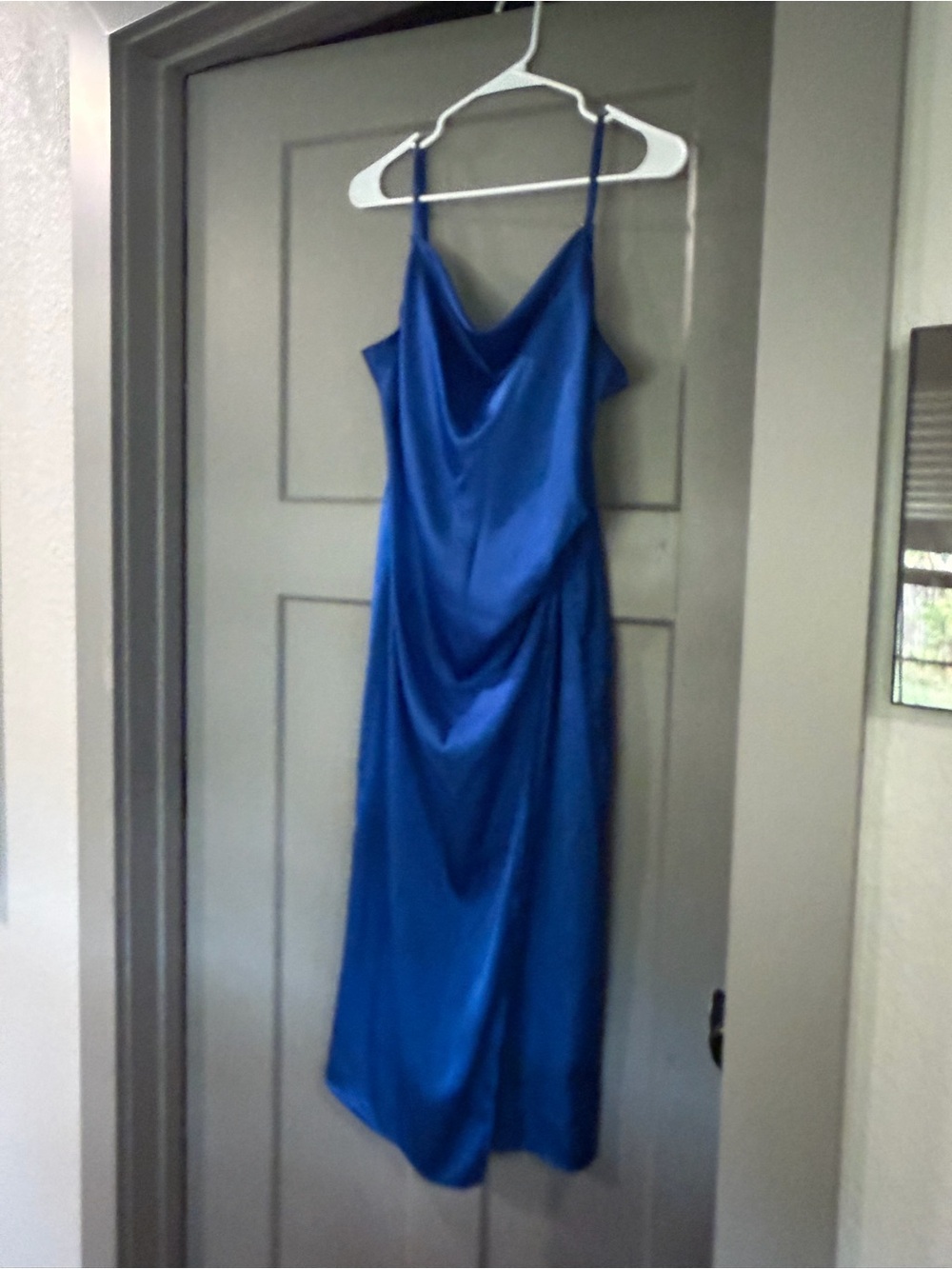 Nicole Miller Satin Slip Dress in Cobalt Blue
